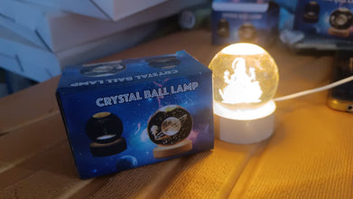 Ganpati 3D Crystal Ball lamps With Wood Base