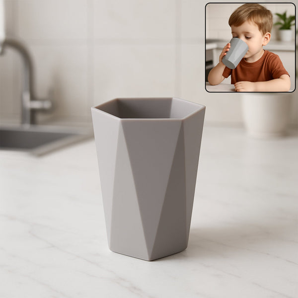 Hexagon Shape Small Plastic Drinking Glass 